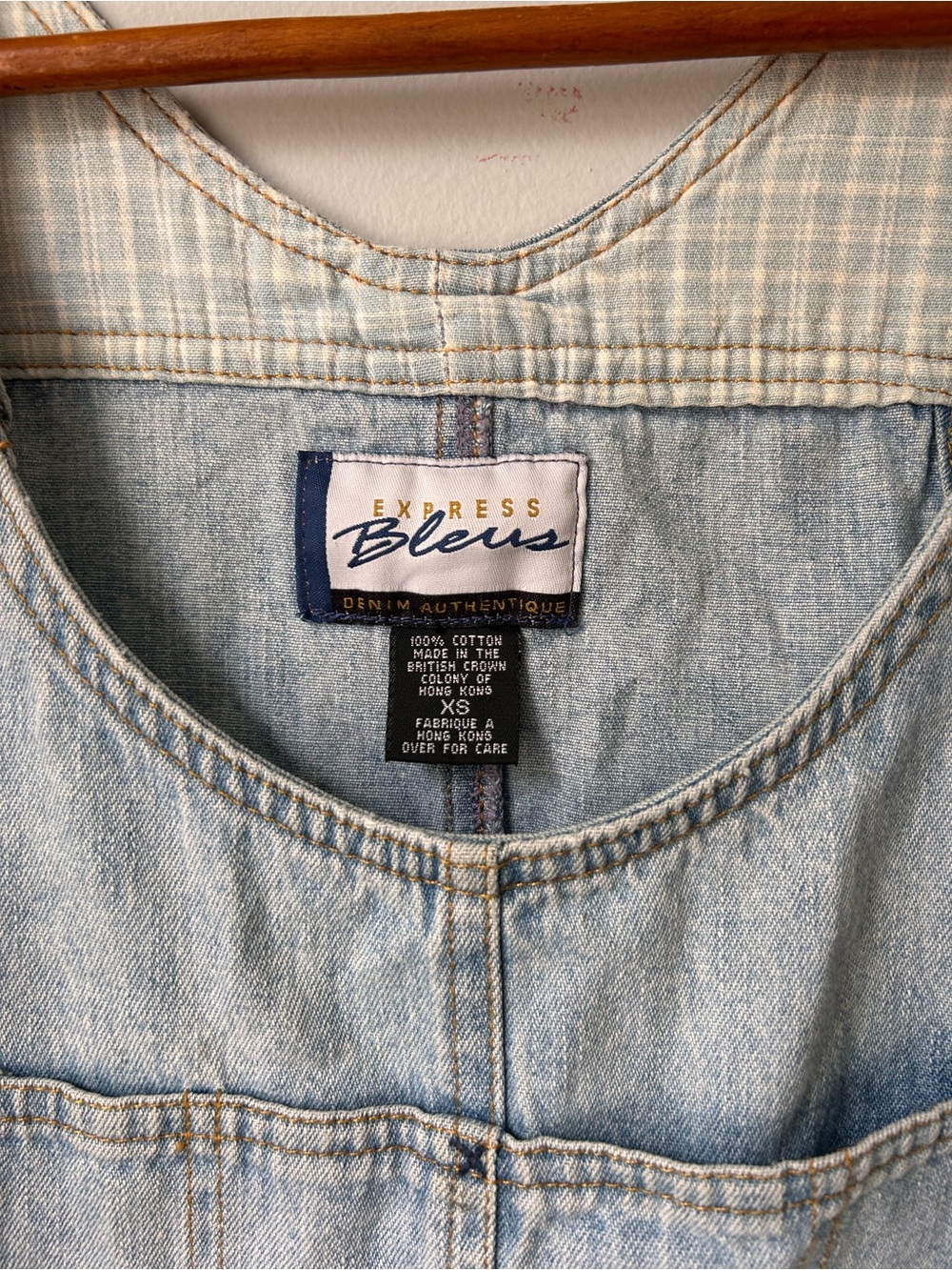 Vintage Denim Mini Overall Jumper Dress - Light Wash Denim - Picture 2 of 7